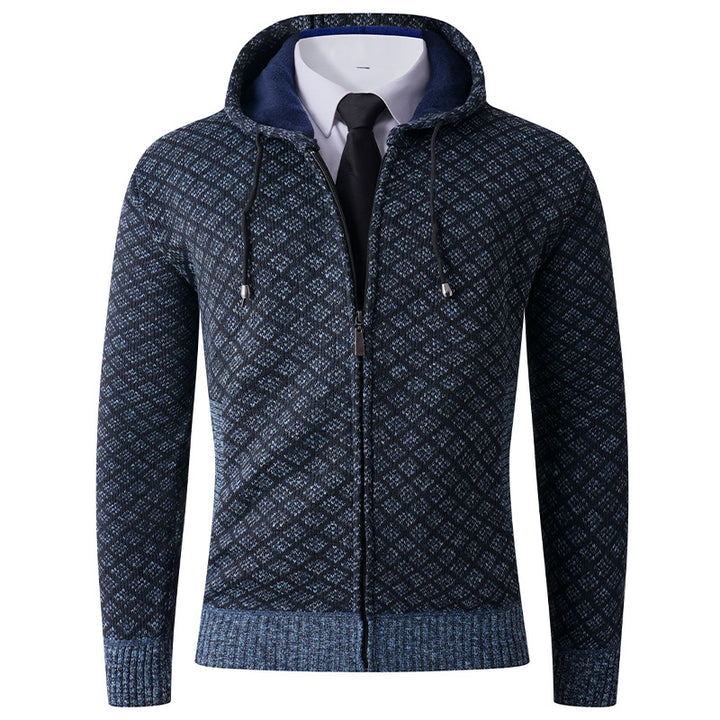 Herren elegante Kapuzenjacke mit strukturiertem Muster Echoarchiv
