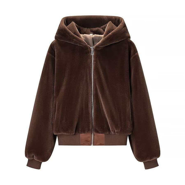 Damen Wende-Kapuzenblouson mit Plüsch- und Fleece-Seite Echo Archiv