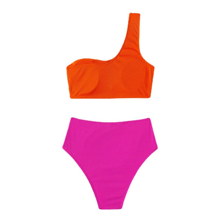 Damen Einseitiger Triangel-Bikini mit buntem Blockdesign Echo Archiv