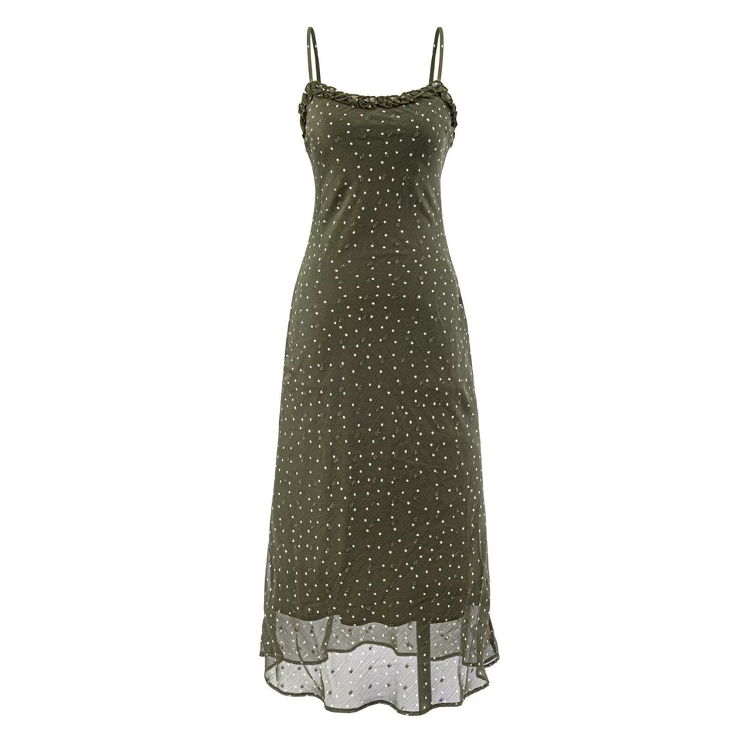 Damen Maxikleid mit zarten Spaghettiträgern und Punktmuster Echo Archiv