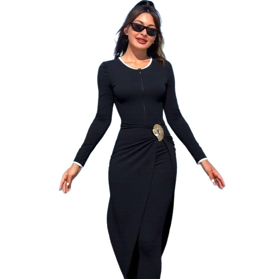 Damen modisches Wickelkleid mit elegantem Gürtel Echo Archiv