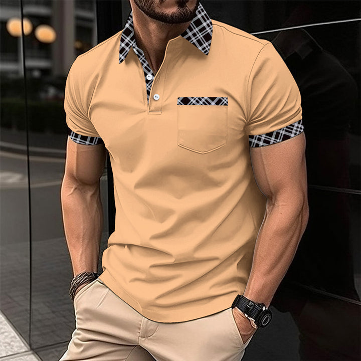 Herren Polohemd mit modernem Karomuster und eleganten Details Echoarchiv
