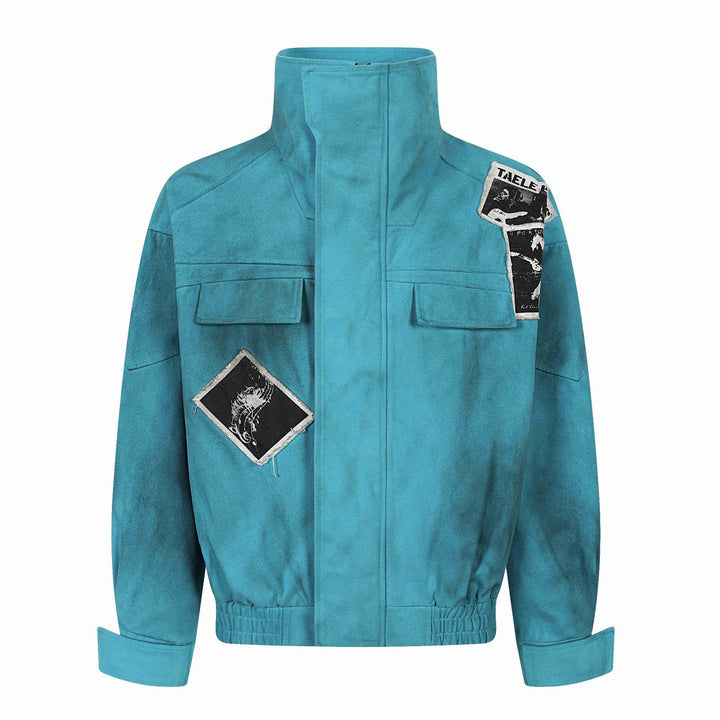 Damen Kurzer Boxy‑Blouson mit hohem Stehkragen, aufgesetzten Patches und elastischem Saum Echoarchiv