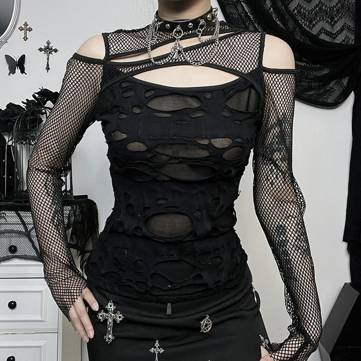 Damen Modisches Oberteil mit transparentem Mesh-Design und raffinierten Cut-Outs Echo Archiv