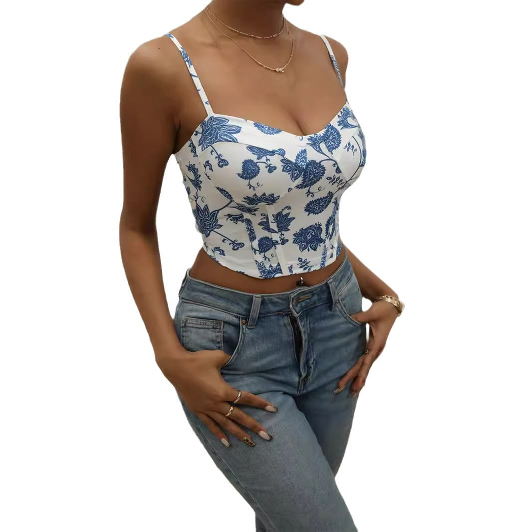 Damen Blütenmuster Cropped Top Echo Archiv