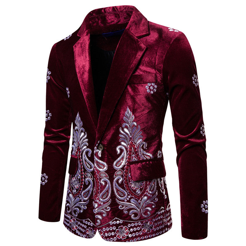 Herren eleganter Samtblazer mit opulenter Stickerei Echoarchiv