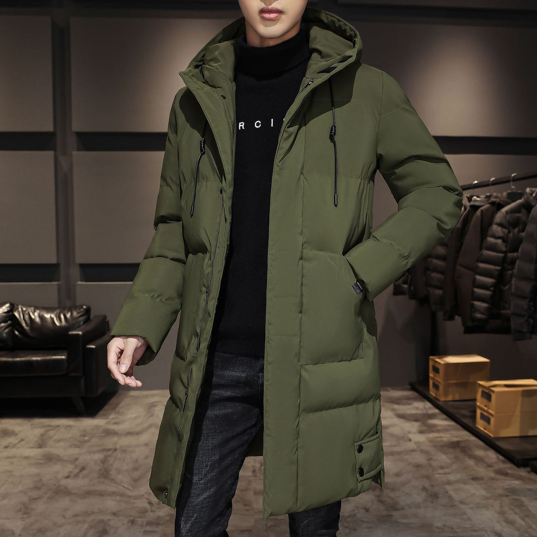 Herren Isolierter Langparka mit Kapuze, winddichter Hülle & Utility-Taschen Echoarchiv