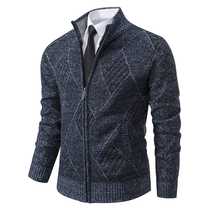 Herren Grobstrickjacke mit dekorativem Zipper und praktischen Taschen Echoarchiv