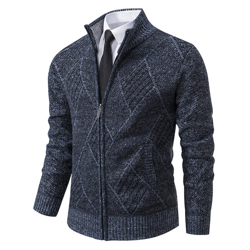 Herren Grobstrickjacke mit dekorativem Zipper und praktischen Taschen Echoarchiv
