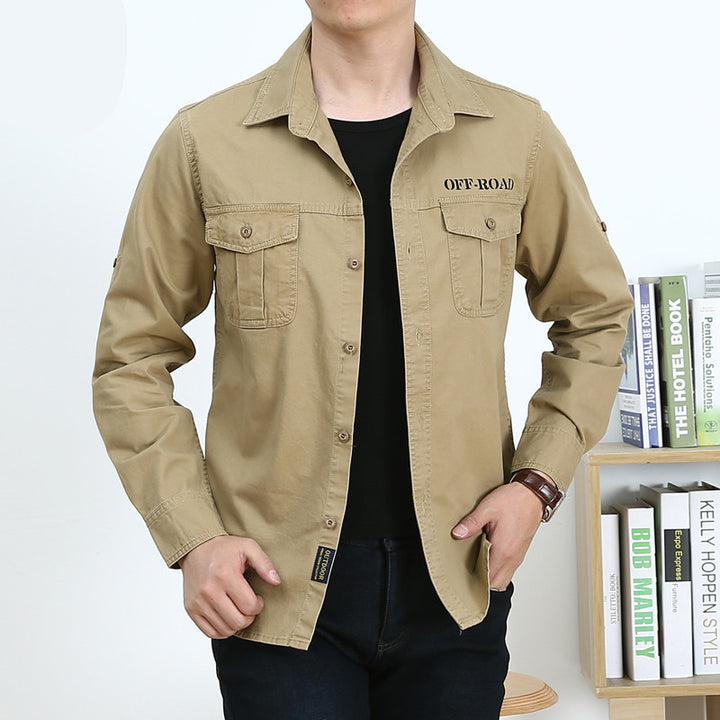 Herren Hemdjacke im Utility-Style mit Brustpattentaschen und Offroad-Stickerei Echoarchiv