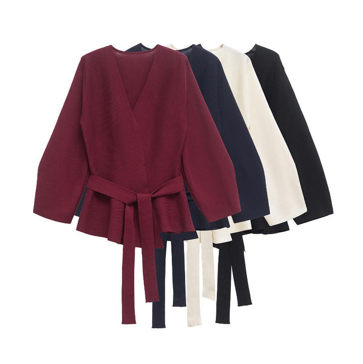 Damen 50+ Wickelcardigan mit V‑Ausschnitt, Taillenband und leichtem Schößchen Echo Archiv