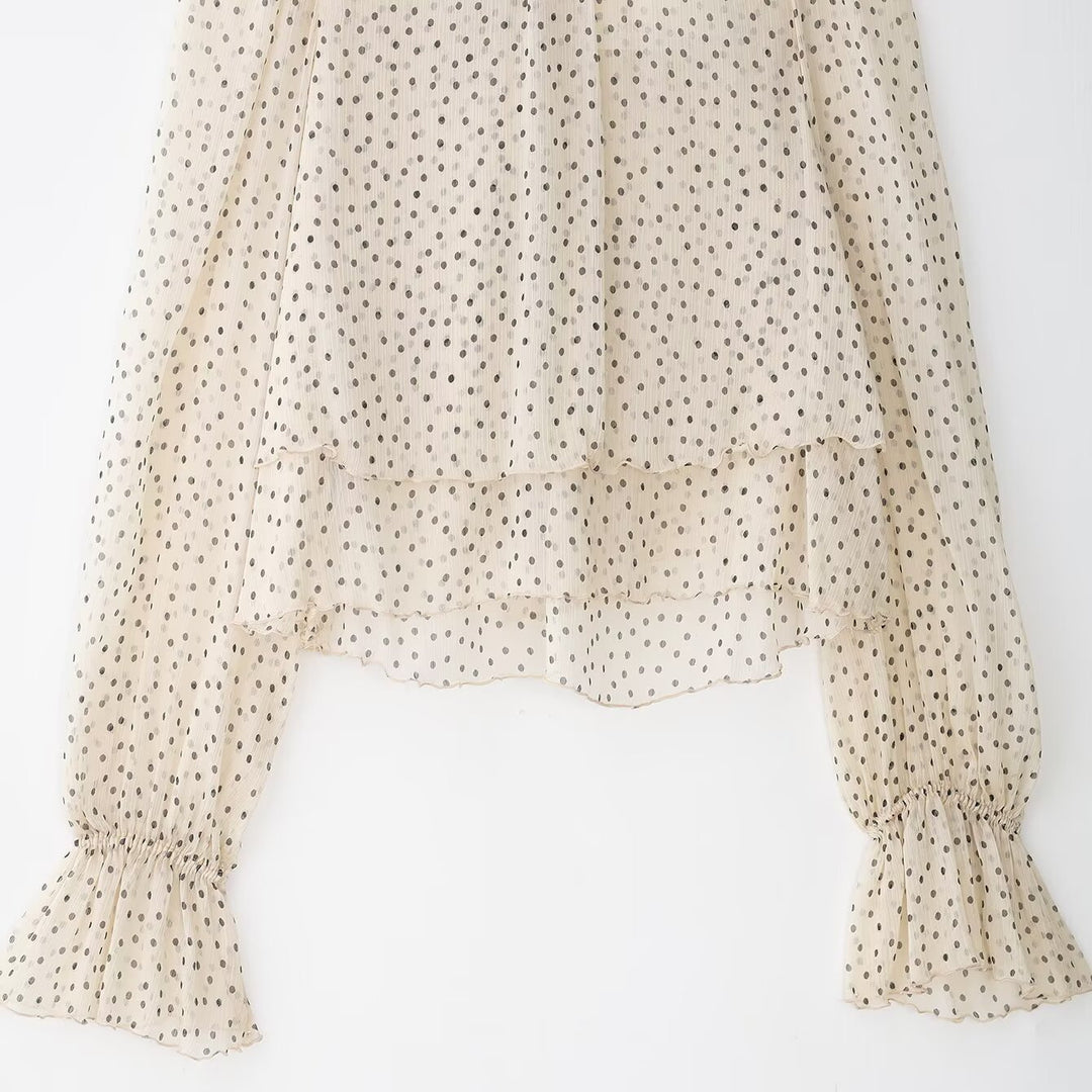 Damen Transparente Chiffonbluse mit Schluppe, Lagenoptik und Ballonärmeln Echo Archiv