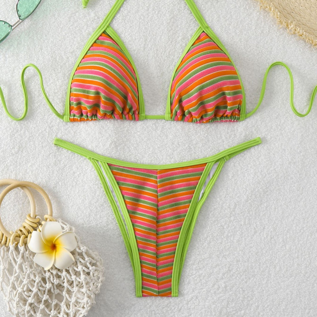 Damen Triangel-Bikini mit leuchtend bunten Streifen Echo Archiv