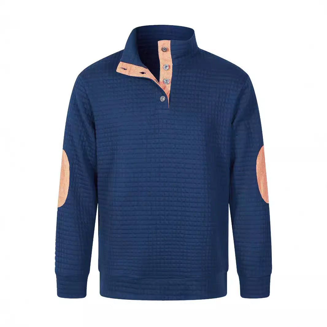 Herren Bequemer Sweatpullover mit Knopfleiste und Kontrastelementen Echoarchiv