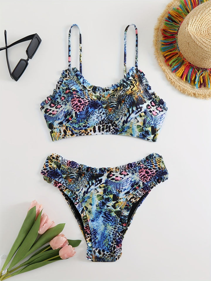 Damen Bunte Bikini Oberteil und Unterteil Echo Archiv
