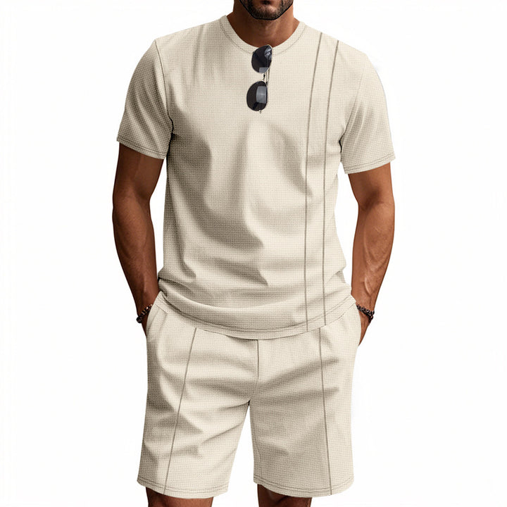 Herren lässiges Freizeit-T-Shirt und Shorts-Set mit strukturiertem Design Echoarchiv