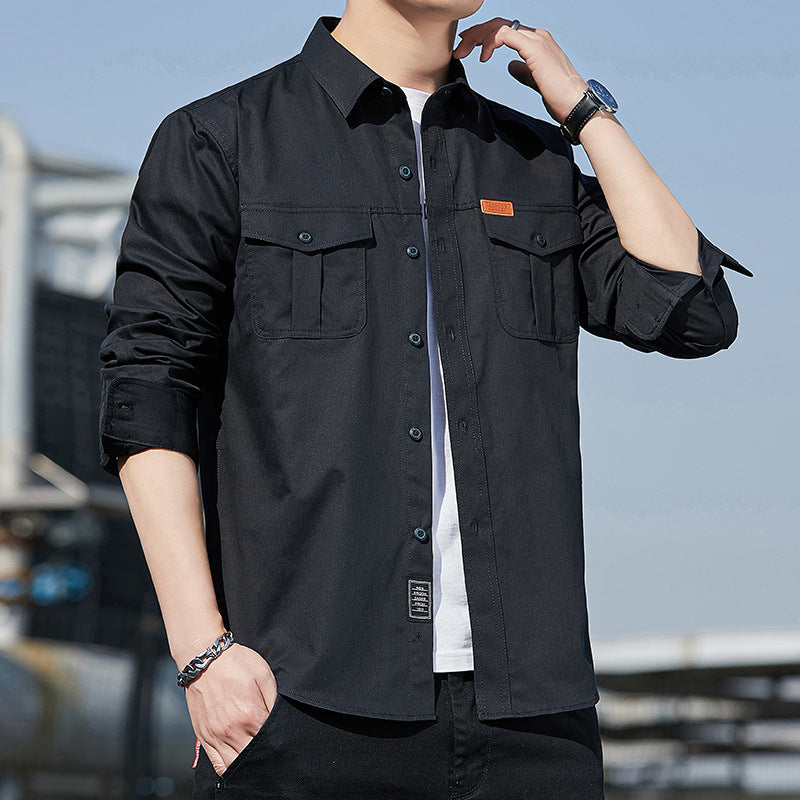 Herren Utility-Overshirt aus Baumwollmix mit Brustpattentaschen und verstärkten Nähten Echoarchiv