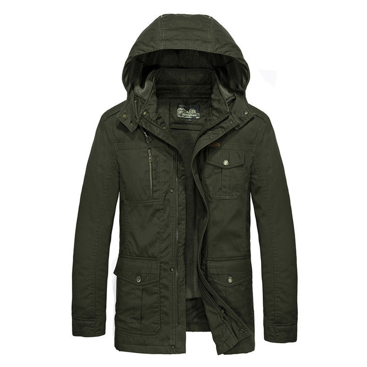 Herren gefütterter Field-Parka mit Kapuze und Multifunktions-Taschen – Taviero