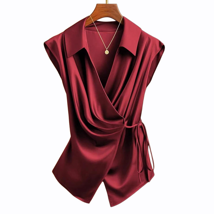 Damen Bluse mit eleganter Wickeloptik und fließendem Satinfall Echo Archiv
