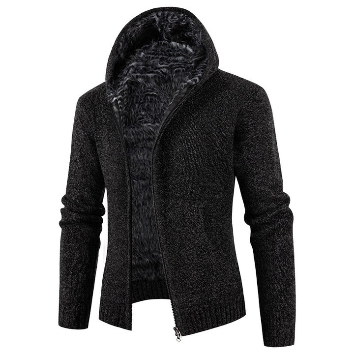 Herren kuschelige Strickjacke mit hohem Kragen und praktischen Taschen Echoarchiv