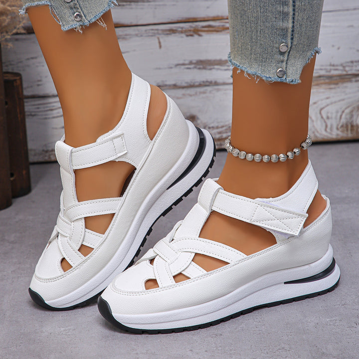 Damen Geschlossene Plateau-Sport-Sandalen mit geflochtenen Riemen und Klettverschluss – Sorelia