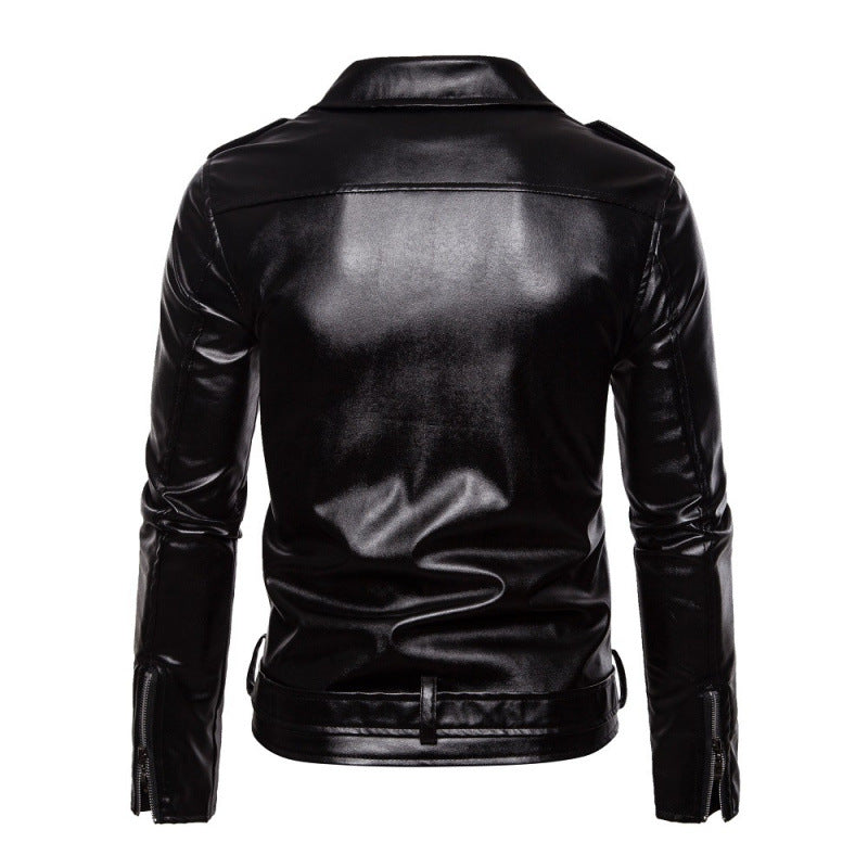 Herren Biker-Lederjacke mit asymmetrischem Reißverschluss und robusten Nähte Echoarchiv