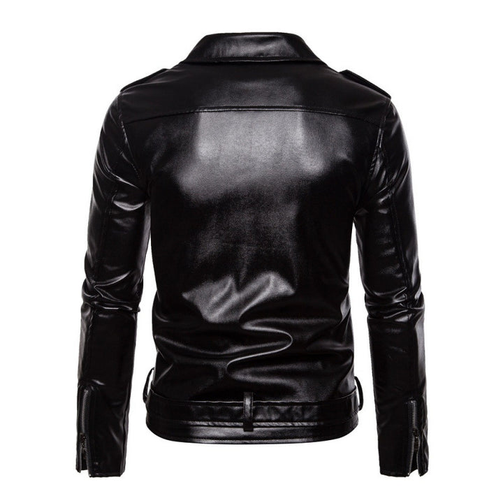 Herren Biker-Lederjacke mit asymmetrischem Reißverschluss und robusten Nähte Echoarchiv