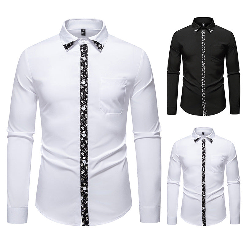 Herren Figurbetontes Business-Hemd mit kontrastreichen Blenden und Brusttasche Echo Archiv
