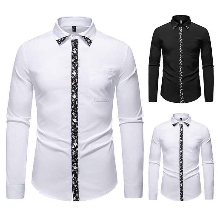 Herren Figurbetontes Business-Hemd mit kontrastreichen Blenden und Brusttasche Echo Archiv
