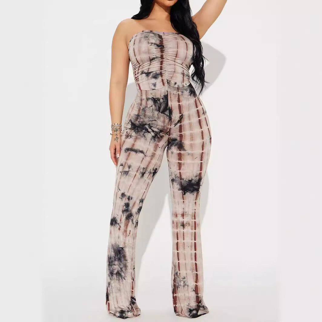 Damen Strapless Jumpsuit mit Raffungen und lässigem Schnitt Echo Archiv