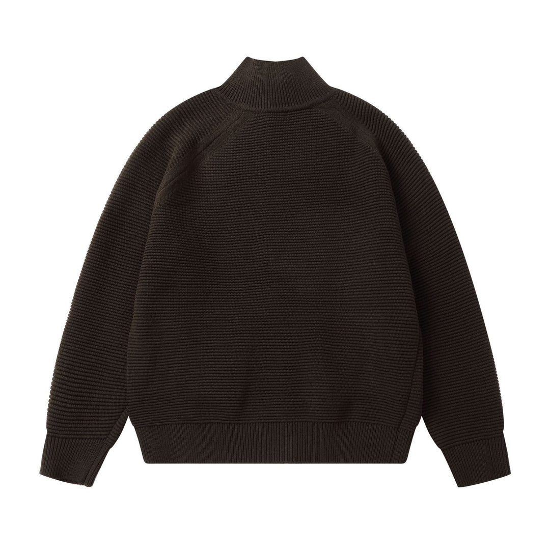 Herren Grobstrick Stehkragen-Strickjacke mit durchgehendem Reißverschluss Echoarchiv