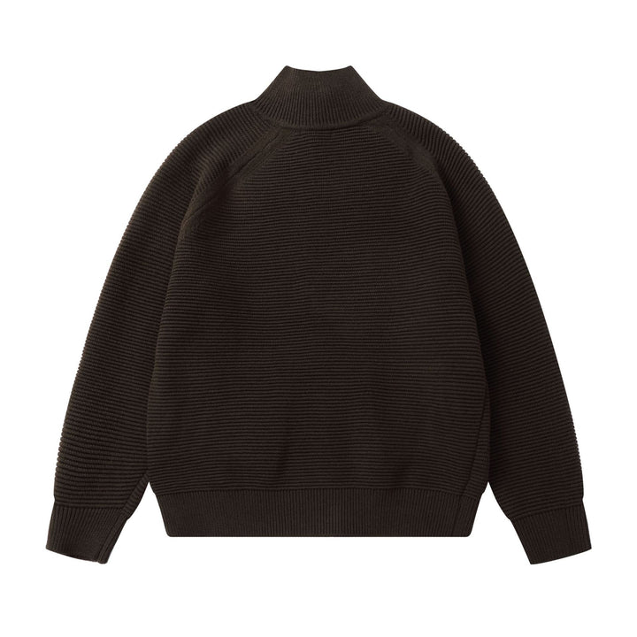 Herren Grobstrick Stehkragen-Strickjacke mit durchgehendem Reißverschluss Echoarchiv