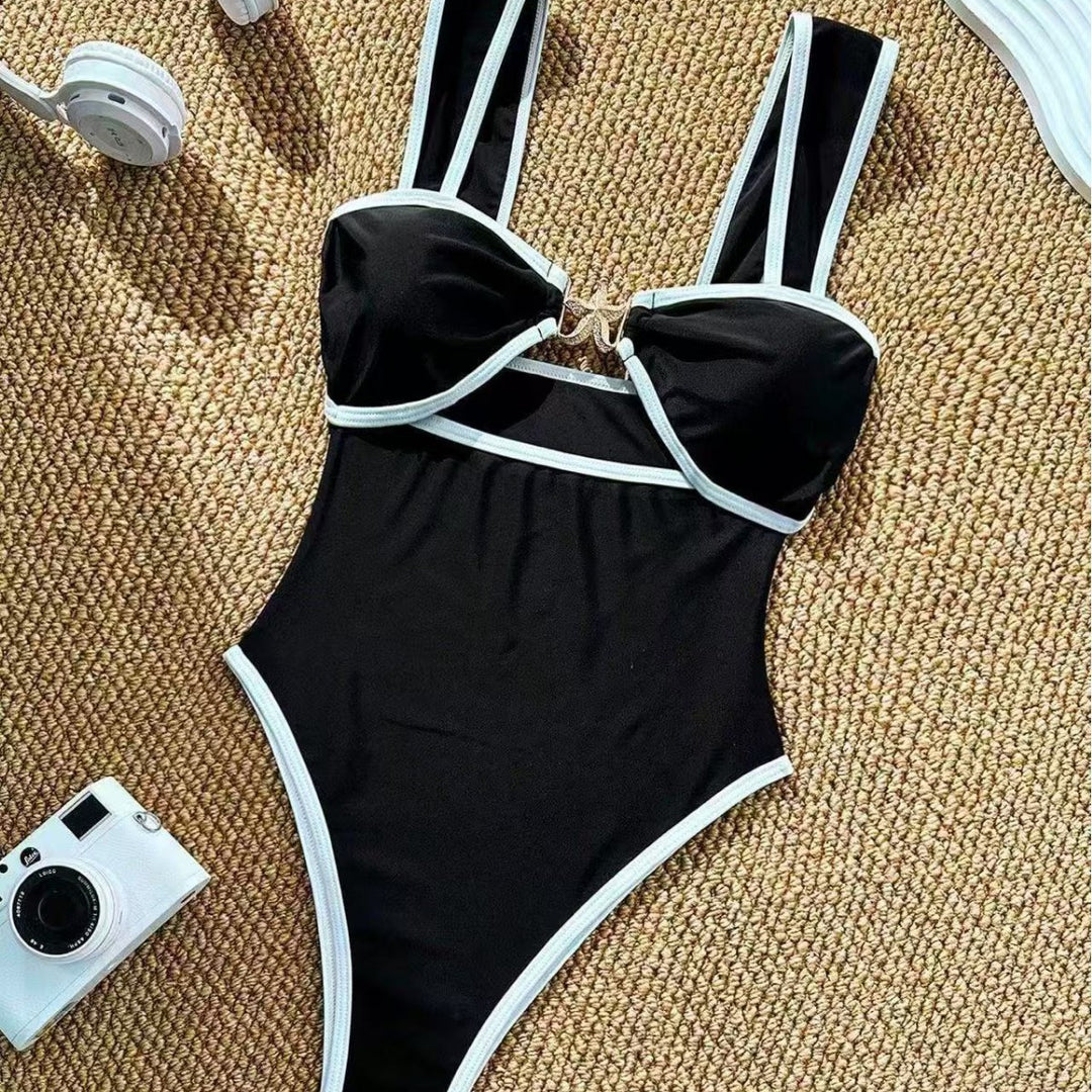 Damen Einteiler Badeanzug mit modischem Bustier und verstellbaren Trägern Echo Archiv