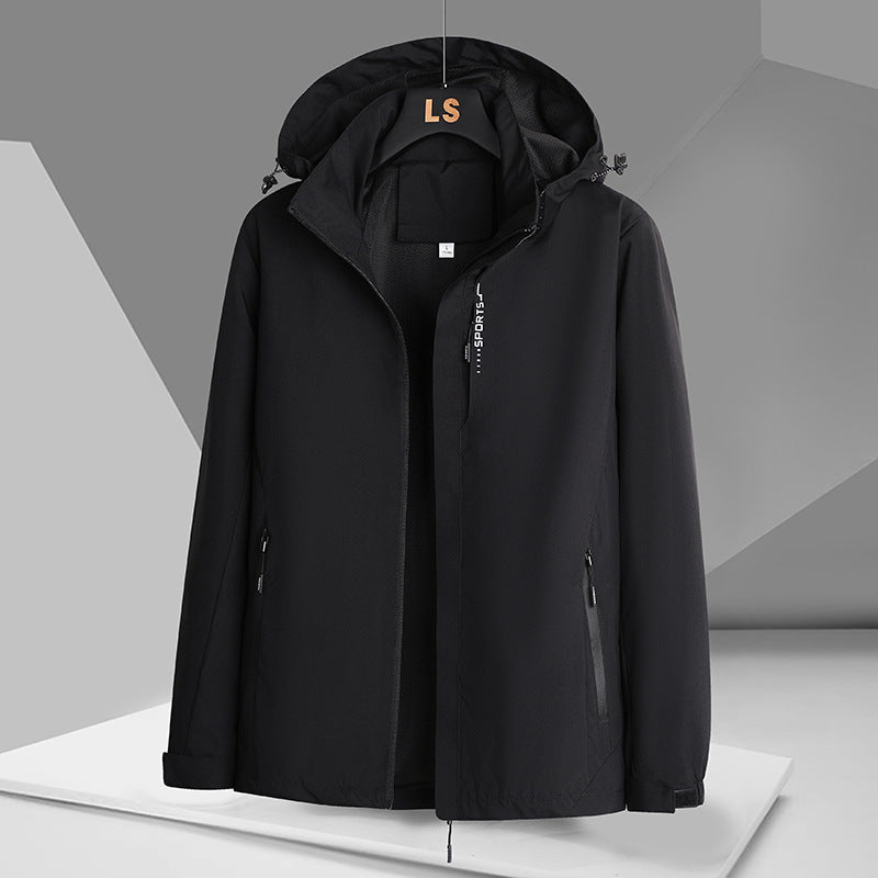 Herren sportliche Übergangsjacke mit verstellbarer Kapuze und wasserabweisendem Material Echoarchiv