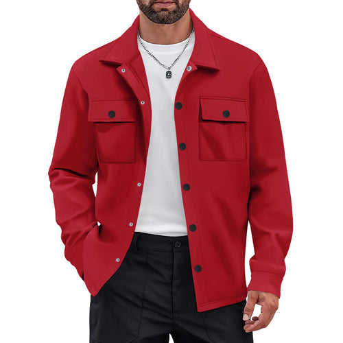 Herren lässige Utility-Jacke mit praktischen Taschen und Knopfdetails Echoarchiv