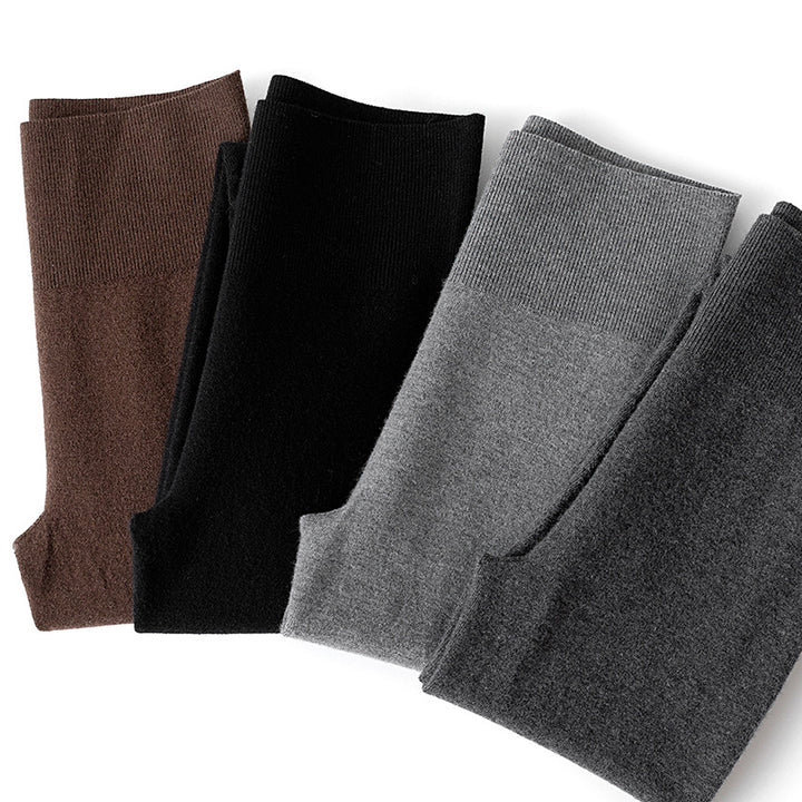 Damen Thermo-Feinstrick-Leggings mit hoher Taille und geripptem Knöchelabschluss Echoarchiv