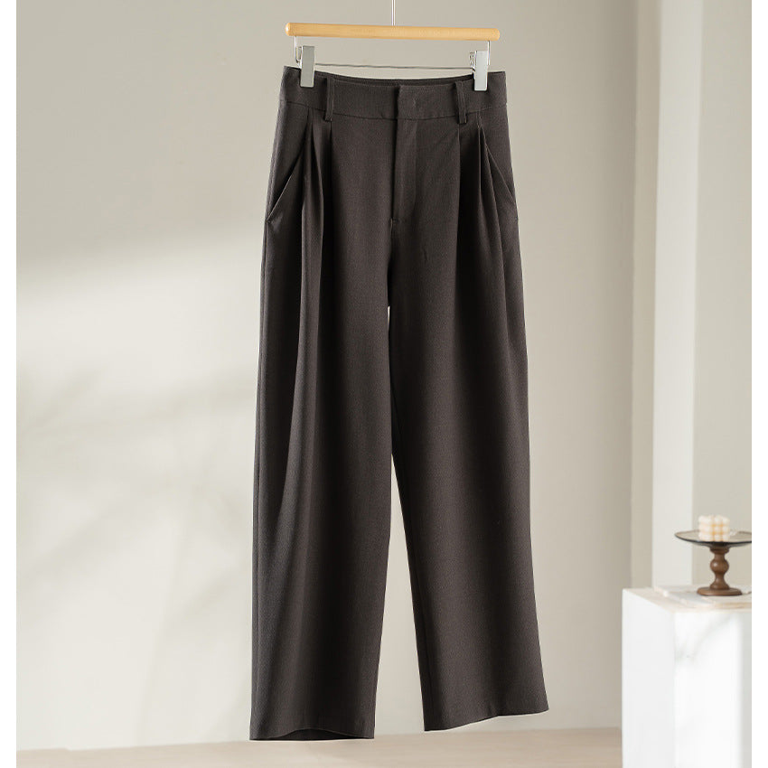 Damen Hochtaillierte Palazzo-Stoffhose mit Bundfalten, Eingrifftaschen und klarer Bügelfalte Echoarchiv