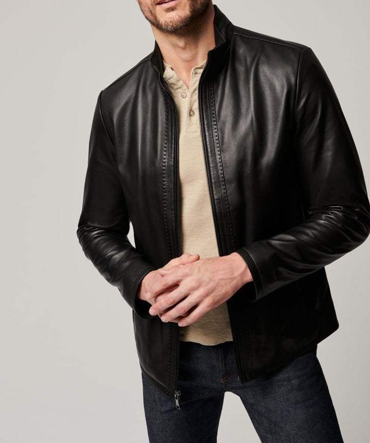Herren elegante Lederjacke mit sportlichem Reißverschluss Echoarchiv