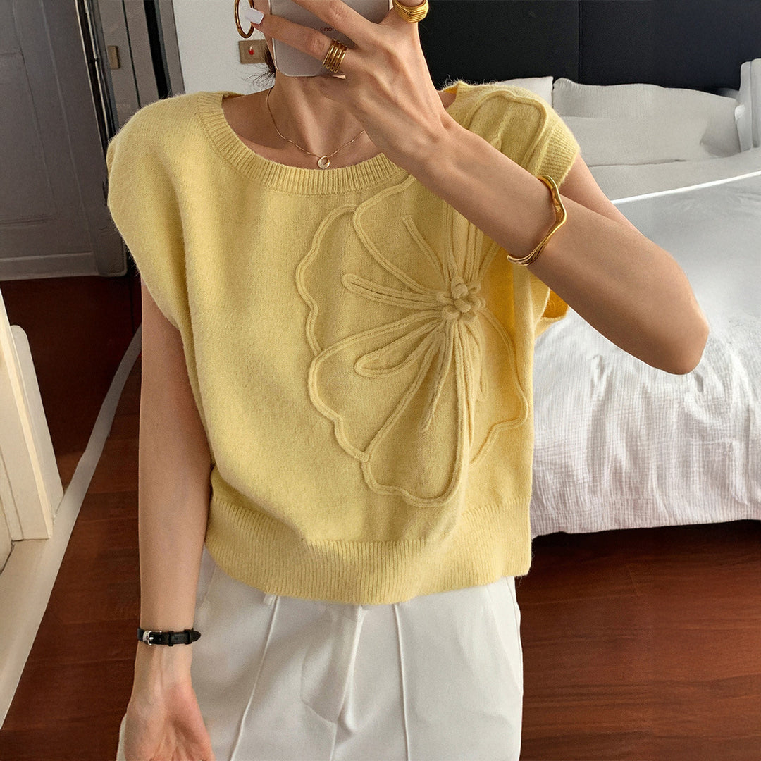 Damen Strickoberteil mit floralem Reliefdesign Echo Archiv