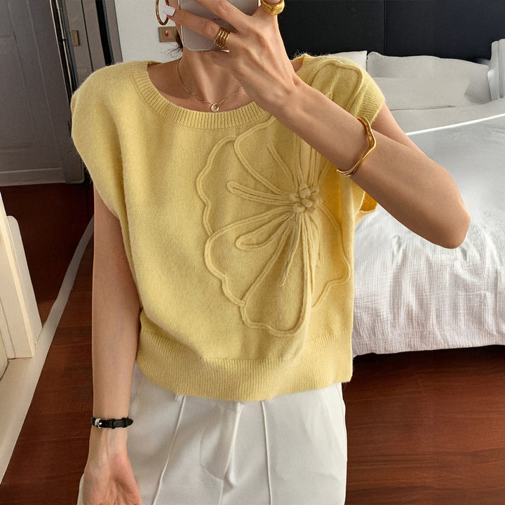 Damen Strickoberteil mit floralem Reliefdesign Echo Archiv