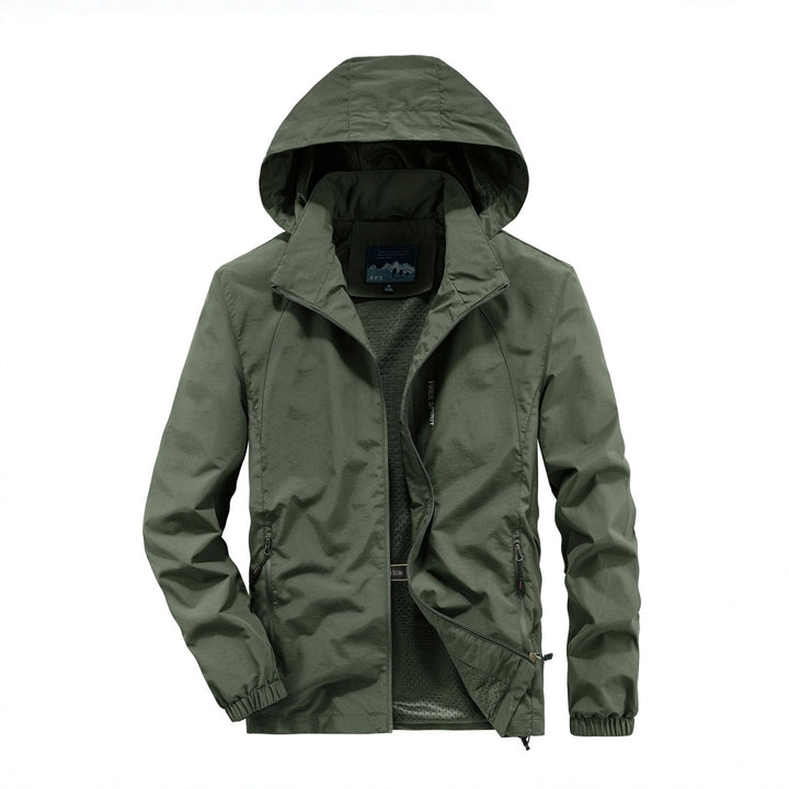 Herren Ultraleichte Atmungsaktive Kapuzenjacke mit perforiertem Mesh‑Futter und Reißverschlusstaschen Echo Archiv