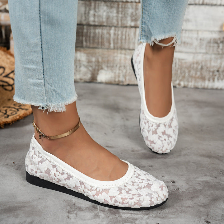 Damen Ballerinas mit zartem Häkelmuster und bequemem Fußbett Echoarchiv