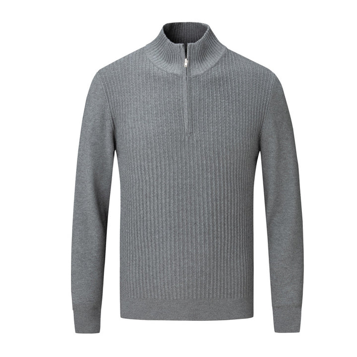 Herren Strickpullover mit modernem Stehkragen und feinem Rippdesign Echoarchiv
