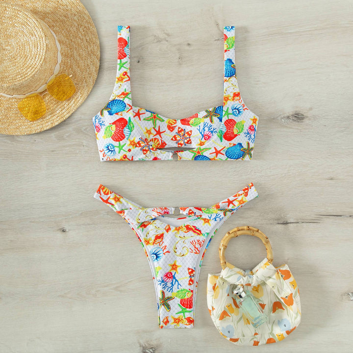 Damen Bikini mit floralem Design und verstellbaren Trägern Echo Archiv