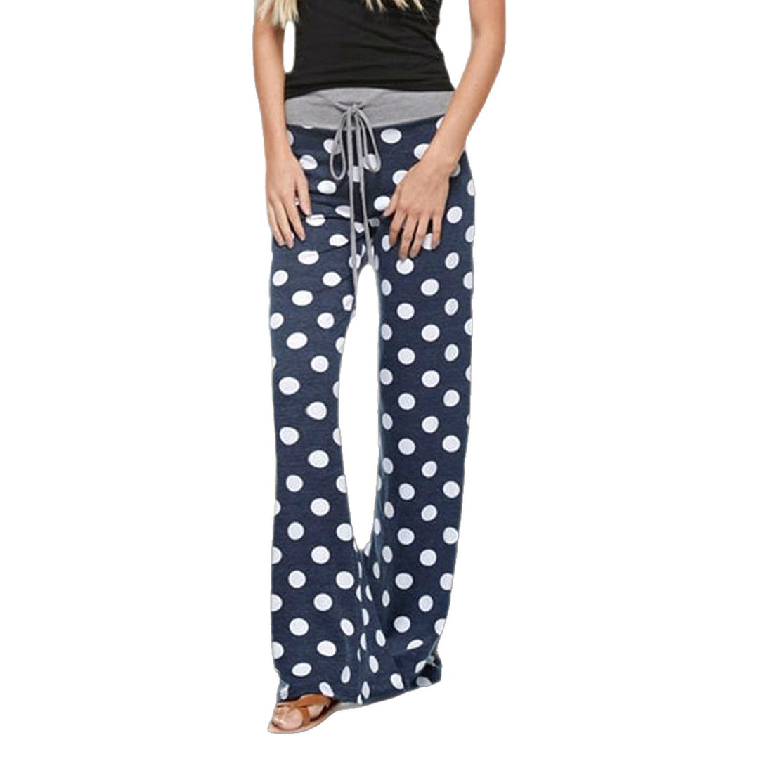 Damen nan ausgestellte Palazzo-Loungehose mit hohem Komfortbund, Kordelzug und gepunktetem Dessin Echo Archiv