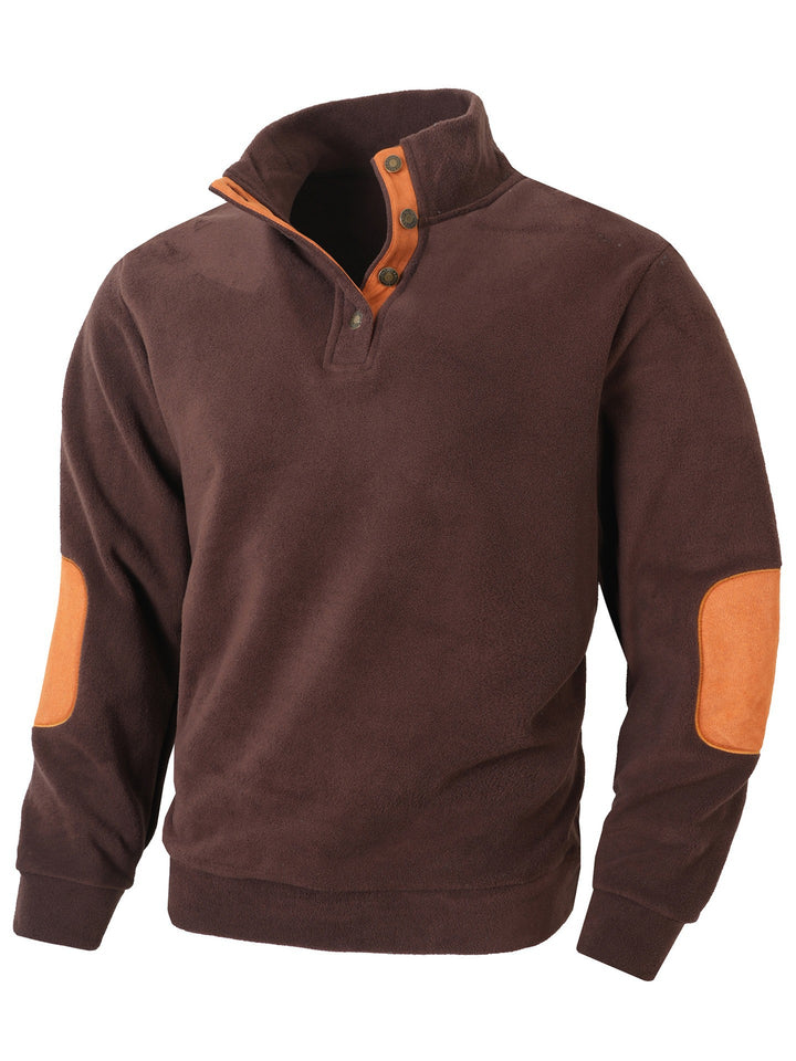 Herren bequemer Fleece Pullover mit Kragen und Kontrastbesatz Echoarchiv