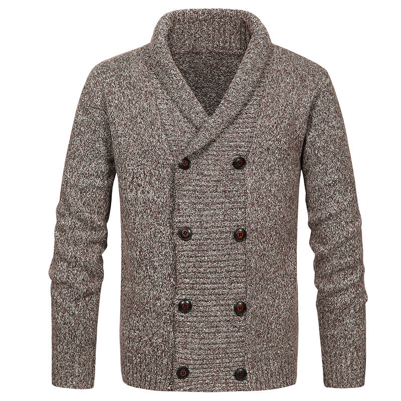 Herren hochwertige Strickjacke mit großem Revers und Knopfdetail Echoarchiv