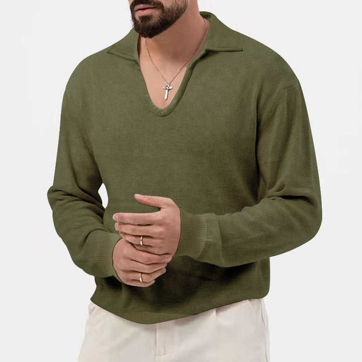 Herren modischer V-Ausschnitt Pullover mit strukturiertem Design Echoarchiv