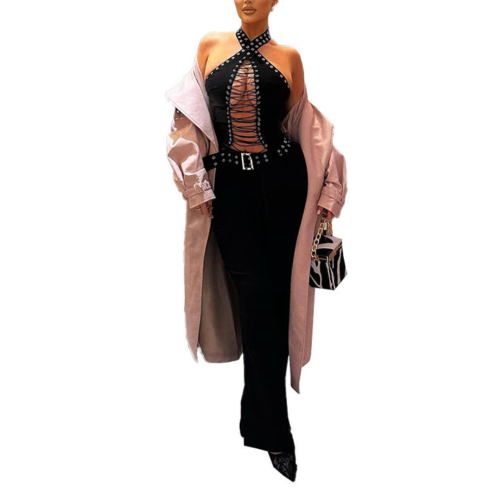 Damen Figurbetonter Jumpsuit mit raffiniertem Schnürdesign Echo Archiv