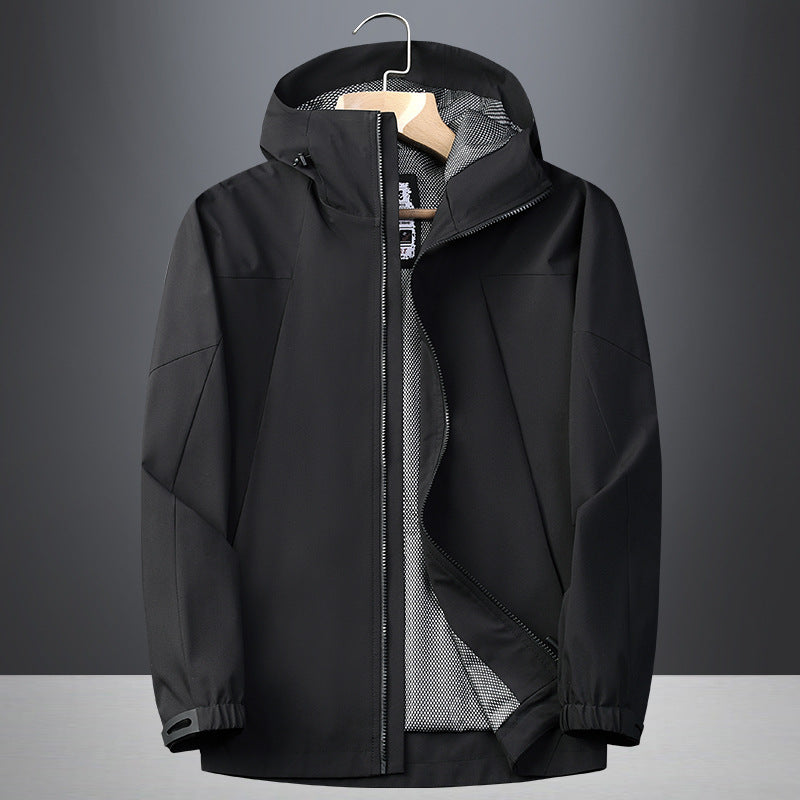 Herren Softshell Regen- und Übergangsjacke mit Kapuze, winddichter Membran und atmungsaktivem Meshfutter Echoarchiv